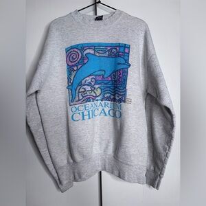 Vintage Oceanarium Chicago Dolphin Sweatshirt XL Made USA 90s Graphic